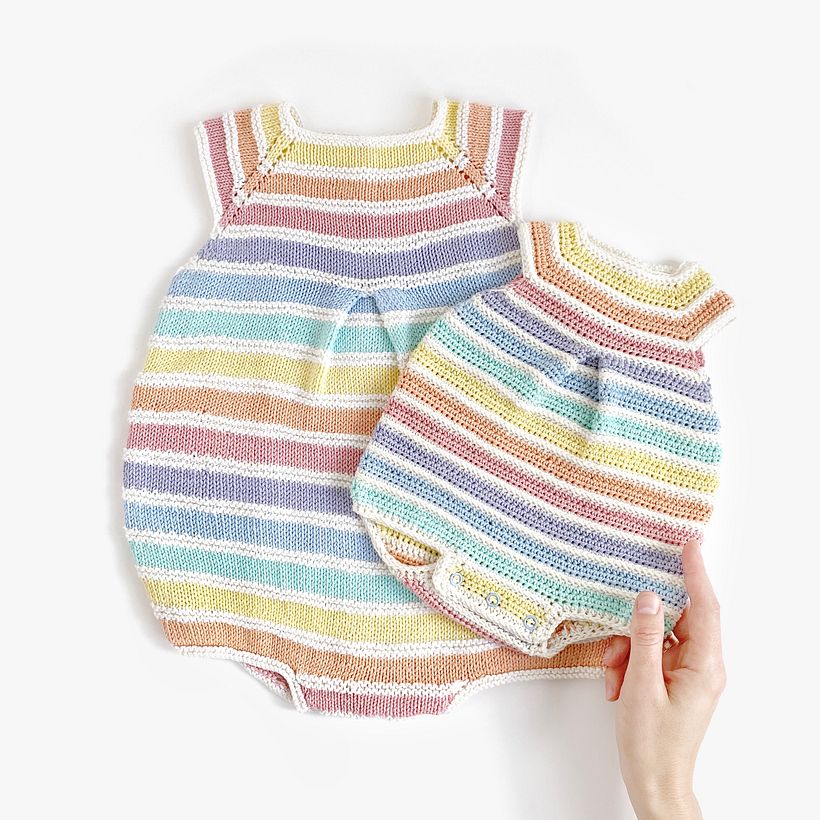 Pelele Arcoíris - Vesión dos agujas y versión crochet 2
