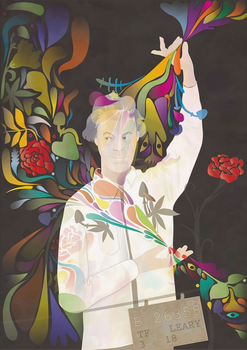 My project in Composition and Color for Creative Illustration course_ Topic: Timothy Leary 2