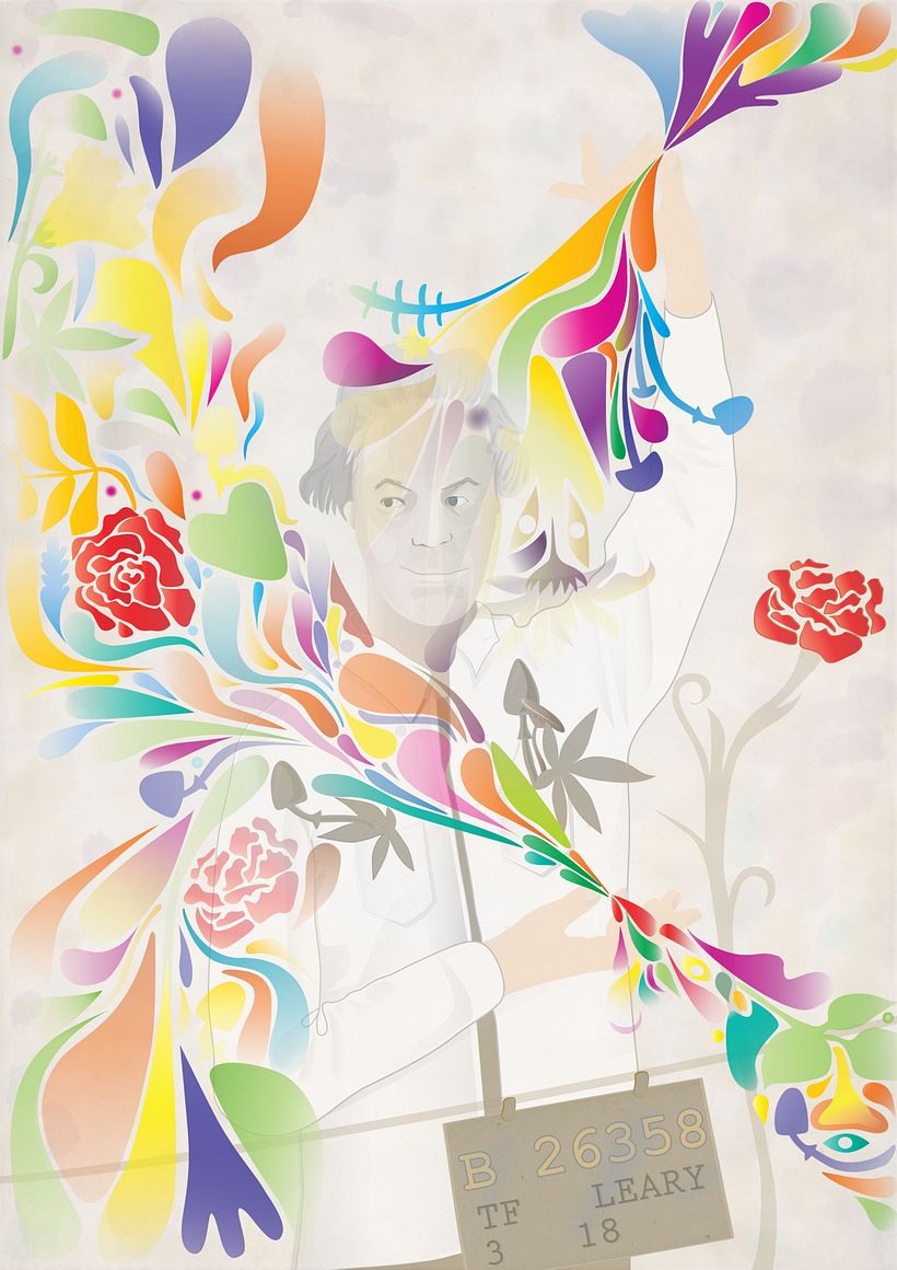 My project in Composition and Color for Creative Illustration course_ Topic: Timothy Leary 3