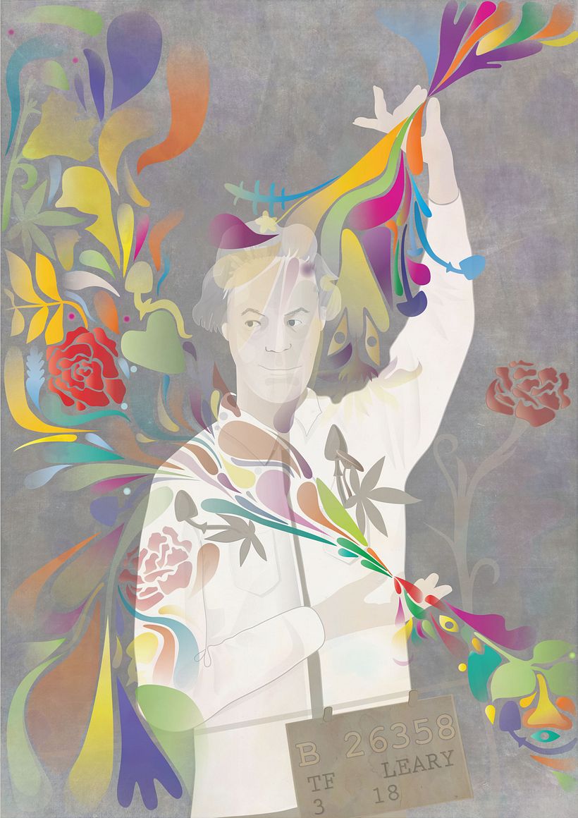My project in Composition and Color for Creative Illustration course_ Topic: Timothy Leary 4