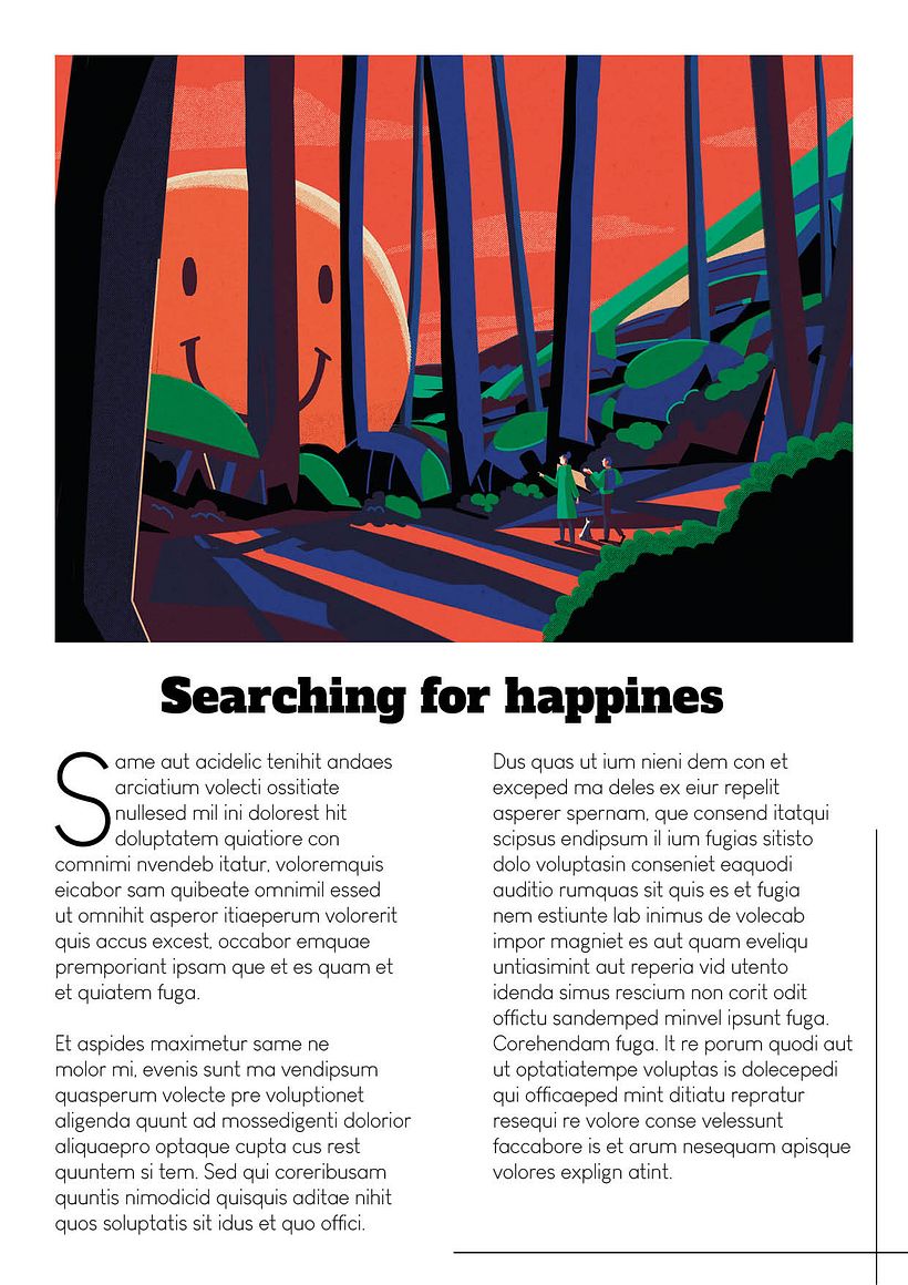 Mi Proyecto del curso: Ilustración editorial para revistas - Buscando la felicidad 2