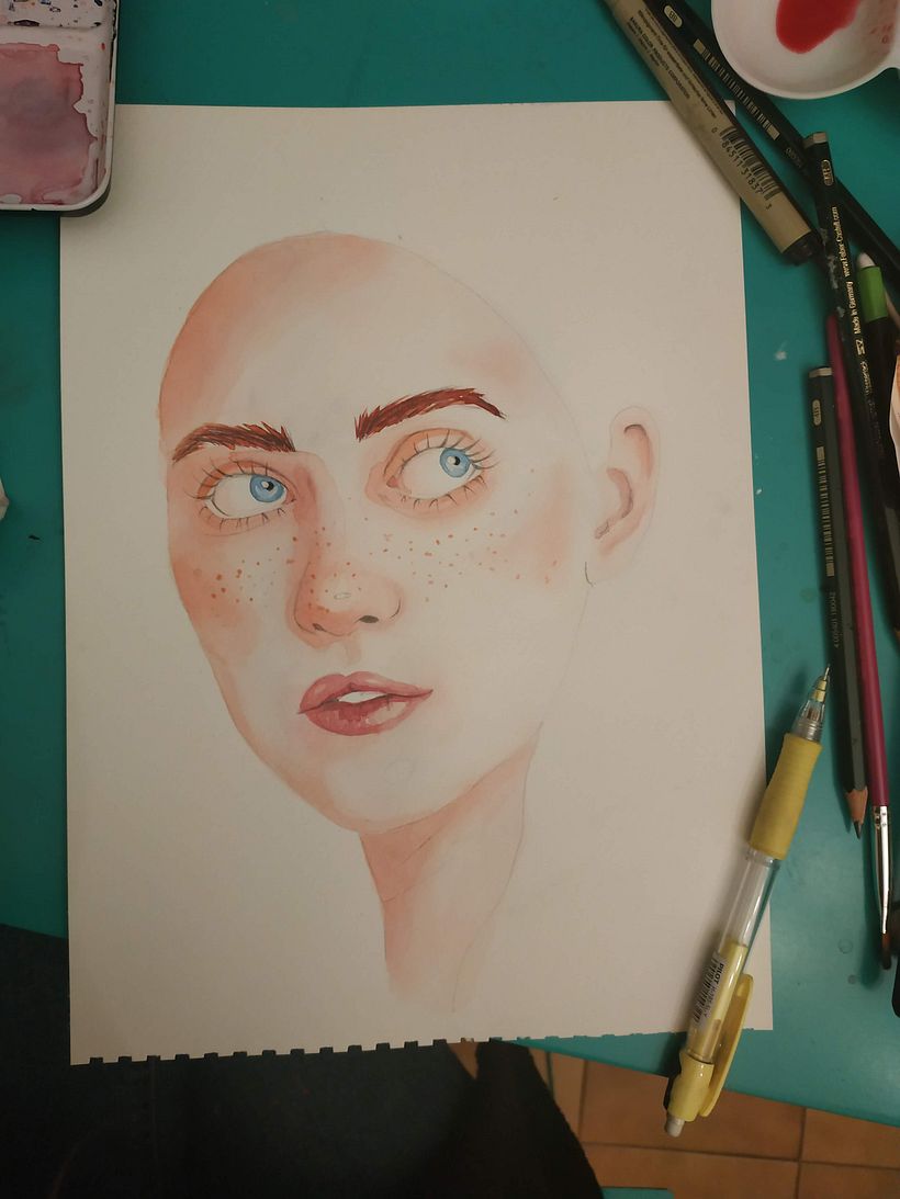 Retrato ilustrado en acuarela 1