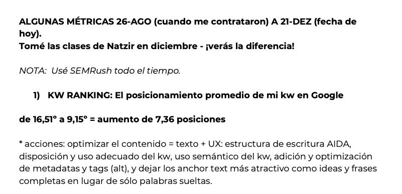 Métricas después del curso 0
