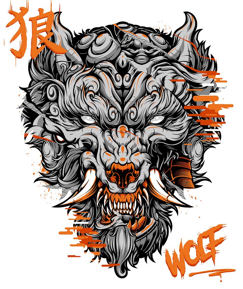 Fu Wolf - Traditionelle Illustration