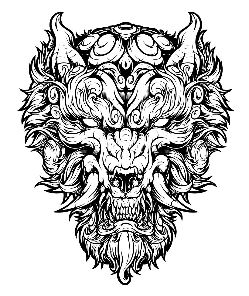 Fu Wolf - Traditionelle Illustration