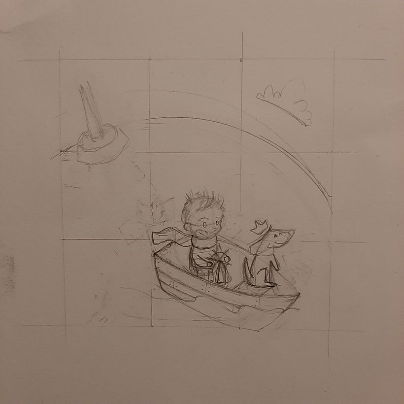 Boceto a tamaño real (9cms x 9cms)