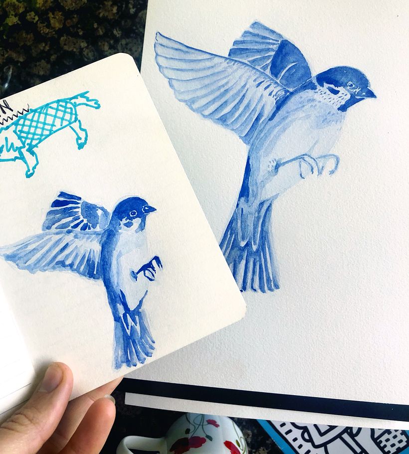 Experimental Watercolor Techniques - Layered Monochrome Colours 5