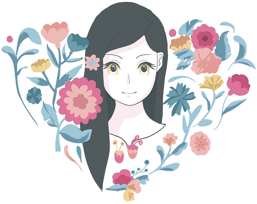 My project in Illustrated portraits with botanical elements course -1