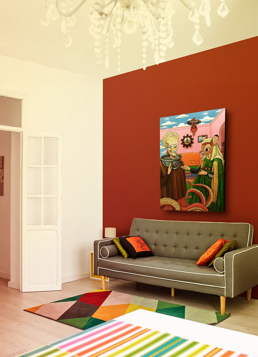 Un ambiente más Pop presidido por el nuevo Matrimonio Arnolfini. "Piedra, papel o tijera".