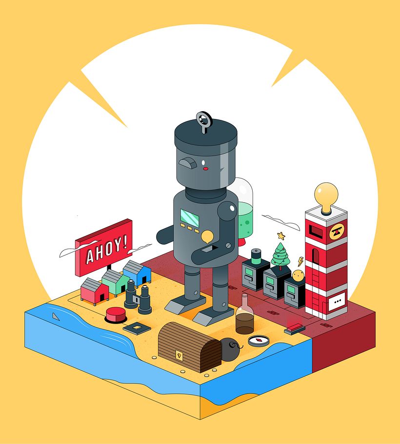 A scuba diving robot who dives into the sea to retrieve treasure.