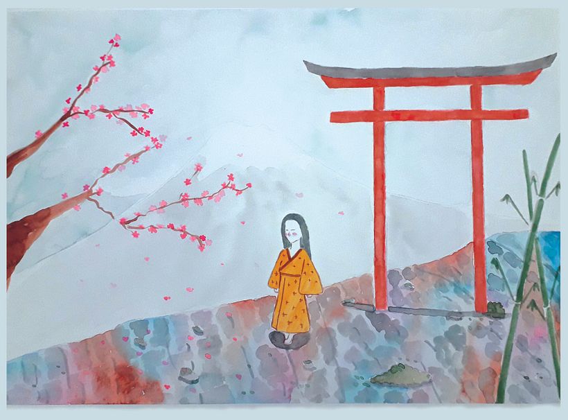 Meu projeto do curso: Ilustração em aquarela com influência japonesa 0