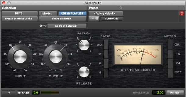 Visualização do Boom Factory no Pro Tools