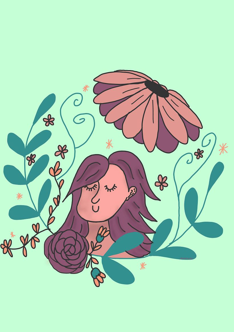 My project in Illustrated portraits with botanical elements course 0