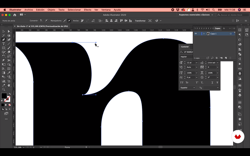 In Illustrator, deleting one of the anchor points distorts the shape of the curve