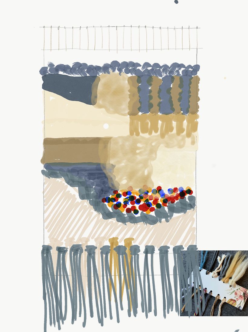 Tudo começou no desenho, mas depois entusiasmei-me com os pontos e acabei por dar outra volta. 