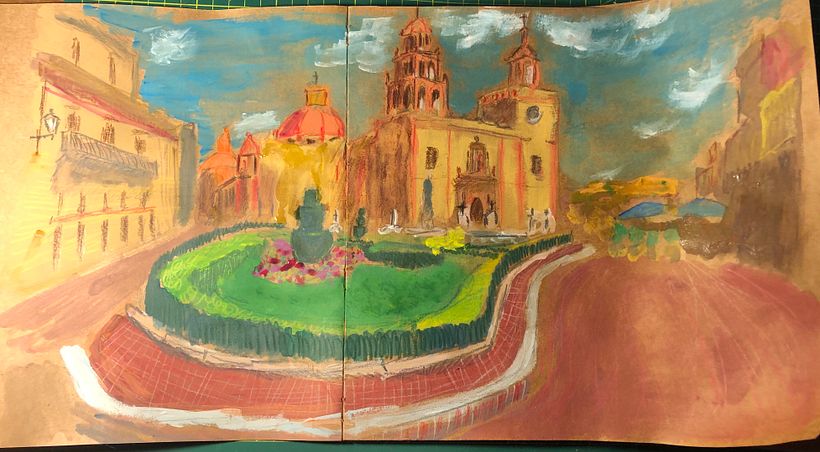 Mi trabajo sobre una fotografía de la plaza de La Paz en Guanajuato