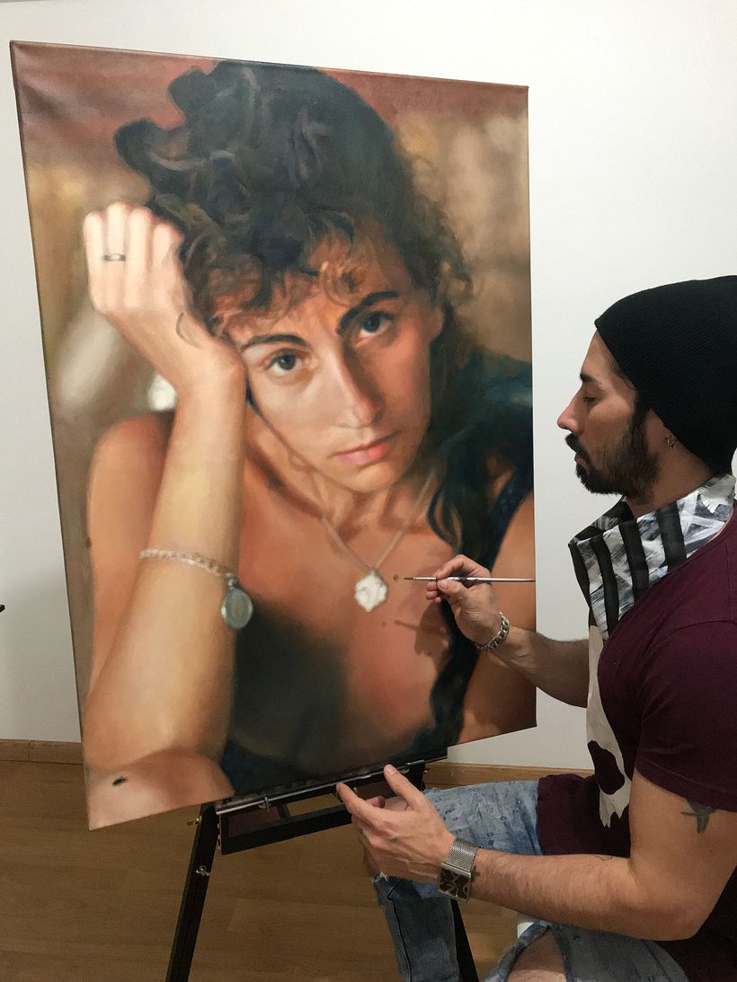 Retrato de mujer. Oleo sobre bastidor