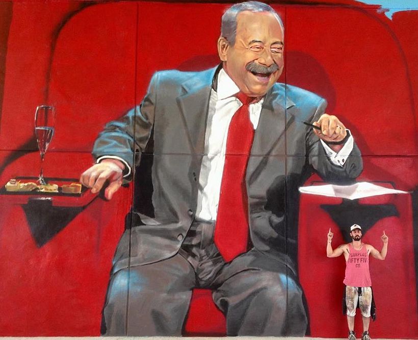 Homenaje Jorge Guinzburg, mural realizado en tunel. Tecnica: Hidroesmalte con aerosol