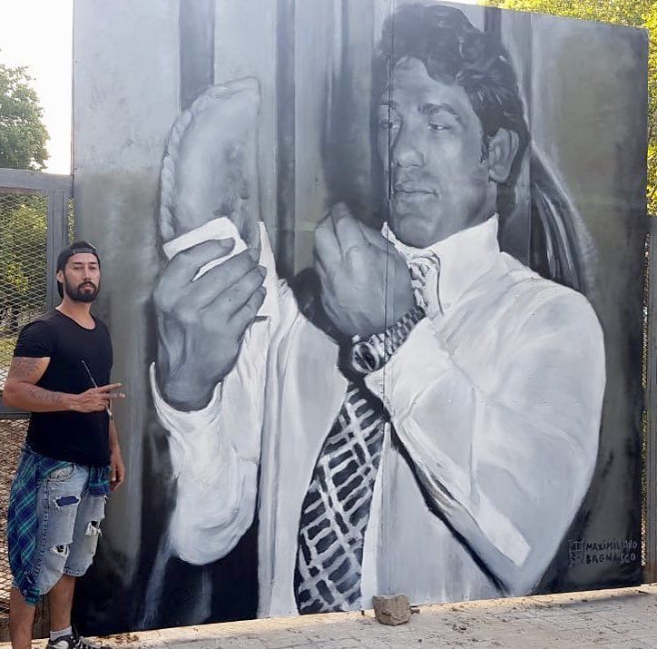 Mural Ringo Bonavena, mural realizado en Parque Patricios. Tecnica: Hidroesmalte con aerosol