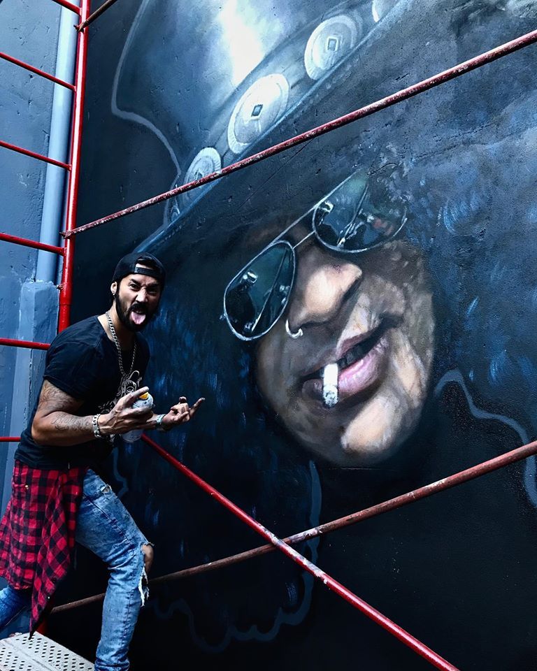 Mural Slash hecho en Roxy, Buenos Aires Argentina. Realizado con aerosol e hidroesmalte