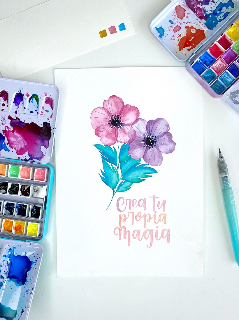 Colección: Acuarelas botánicas y letras en acuarelas metálicas 0