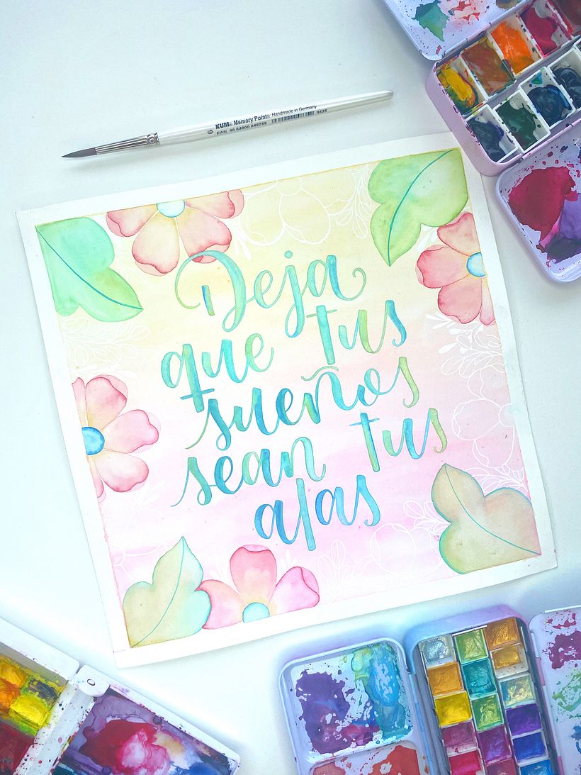 Colección: Acuarelas botánicas y letras en acuarelas metálicas 2