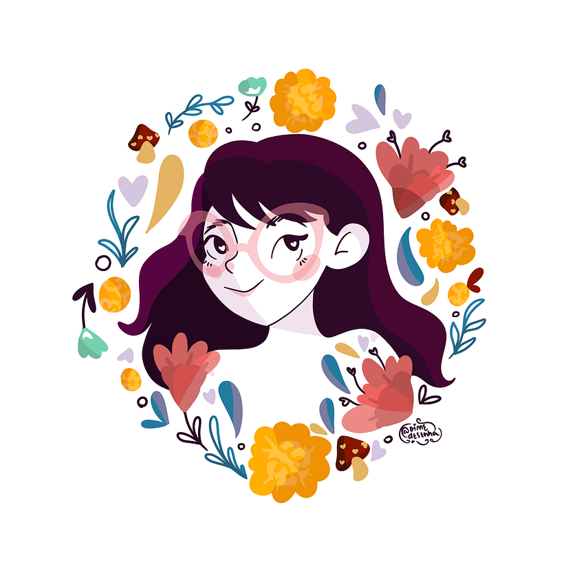 Meu projeto do curso: Retrato ilustrado com elementos botânicos 1