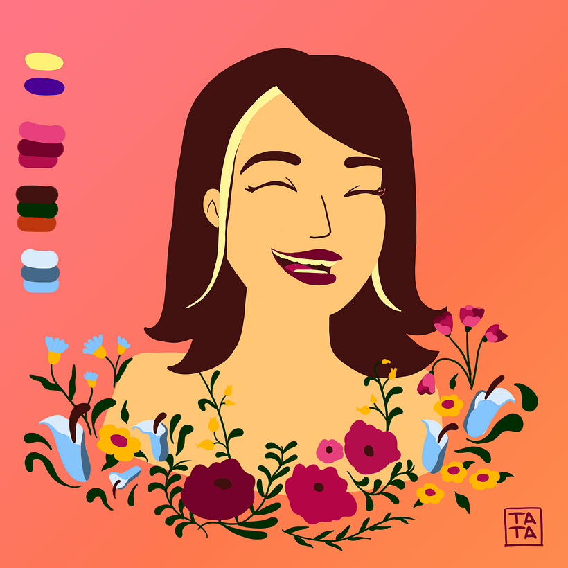 Meu projeto do curso: Retrato ilustrado com elementos botânicos 1