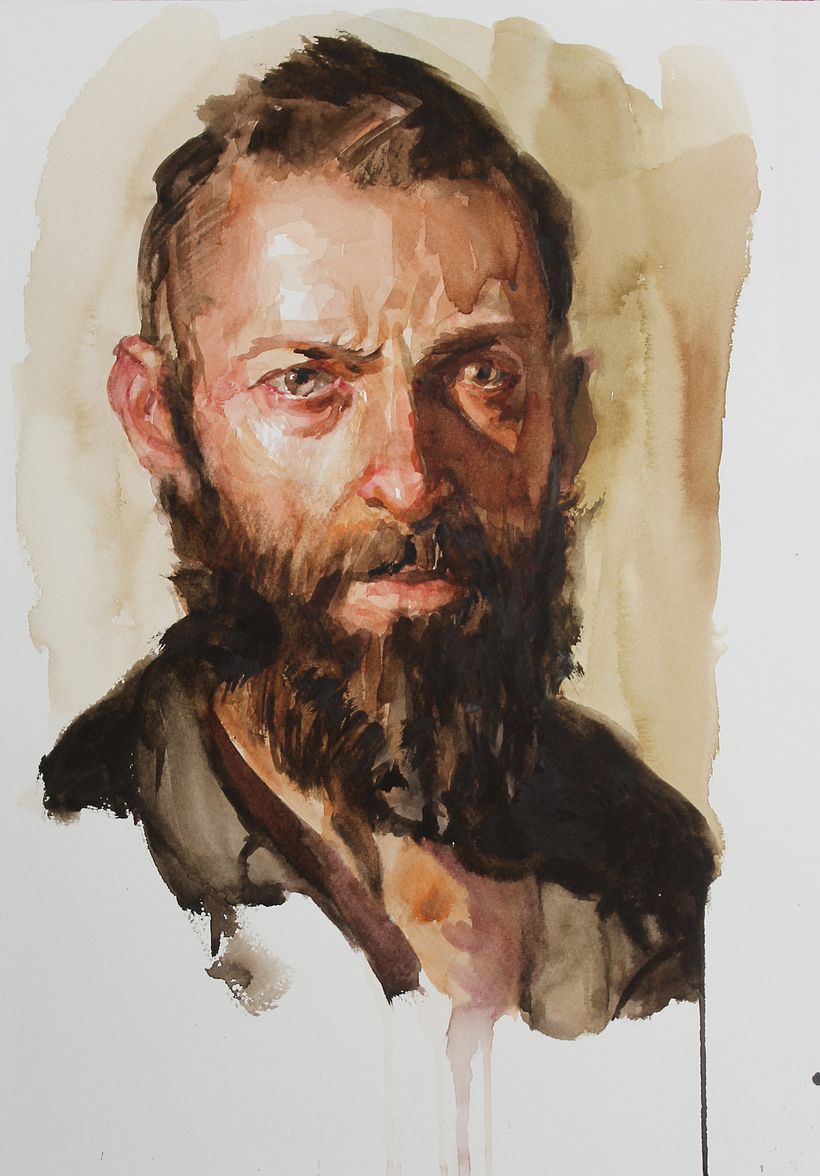 Jean Valjean, watercolor on paper, 2020.