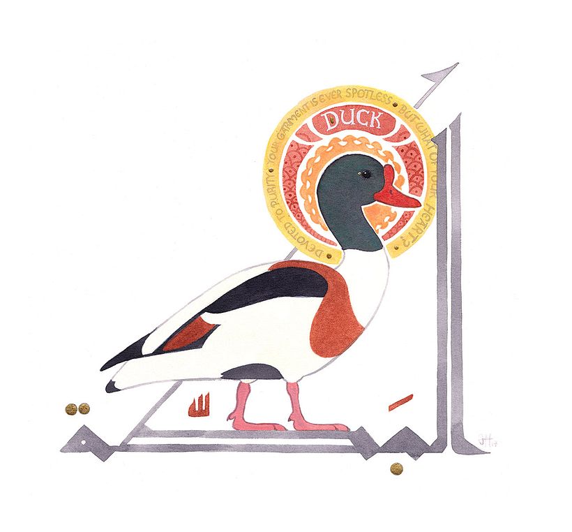 The duck symbolizes frivolous attachments, being more fixated on water itself than on the purpose of ablution.