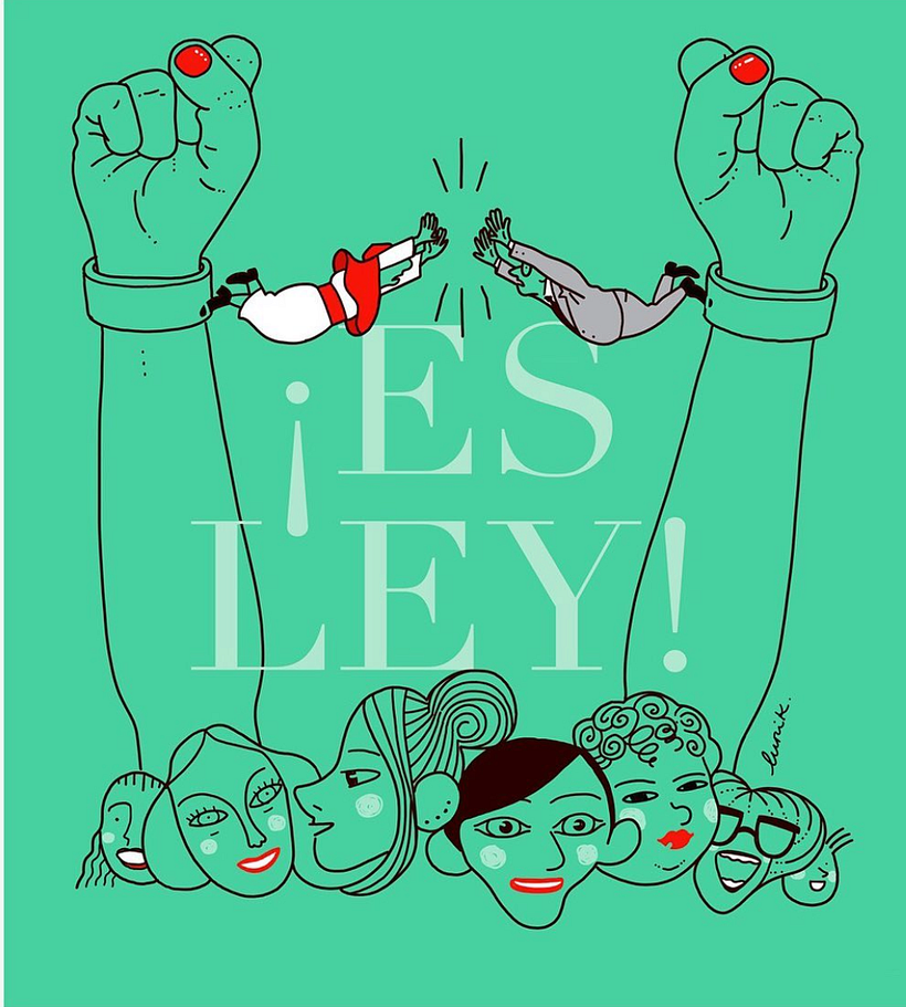 Ilustración de Ale Lunik con fondo de color verde.
