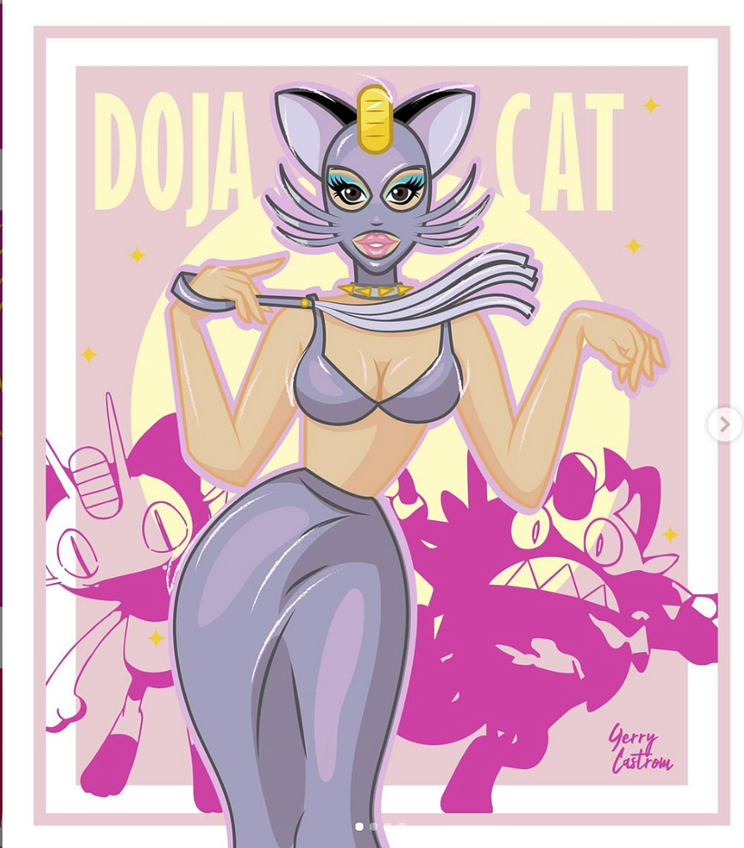 Ilustración inspirada en @dojacat en su video Go to Town por Gerry Castro Morales.