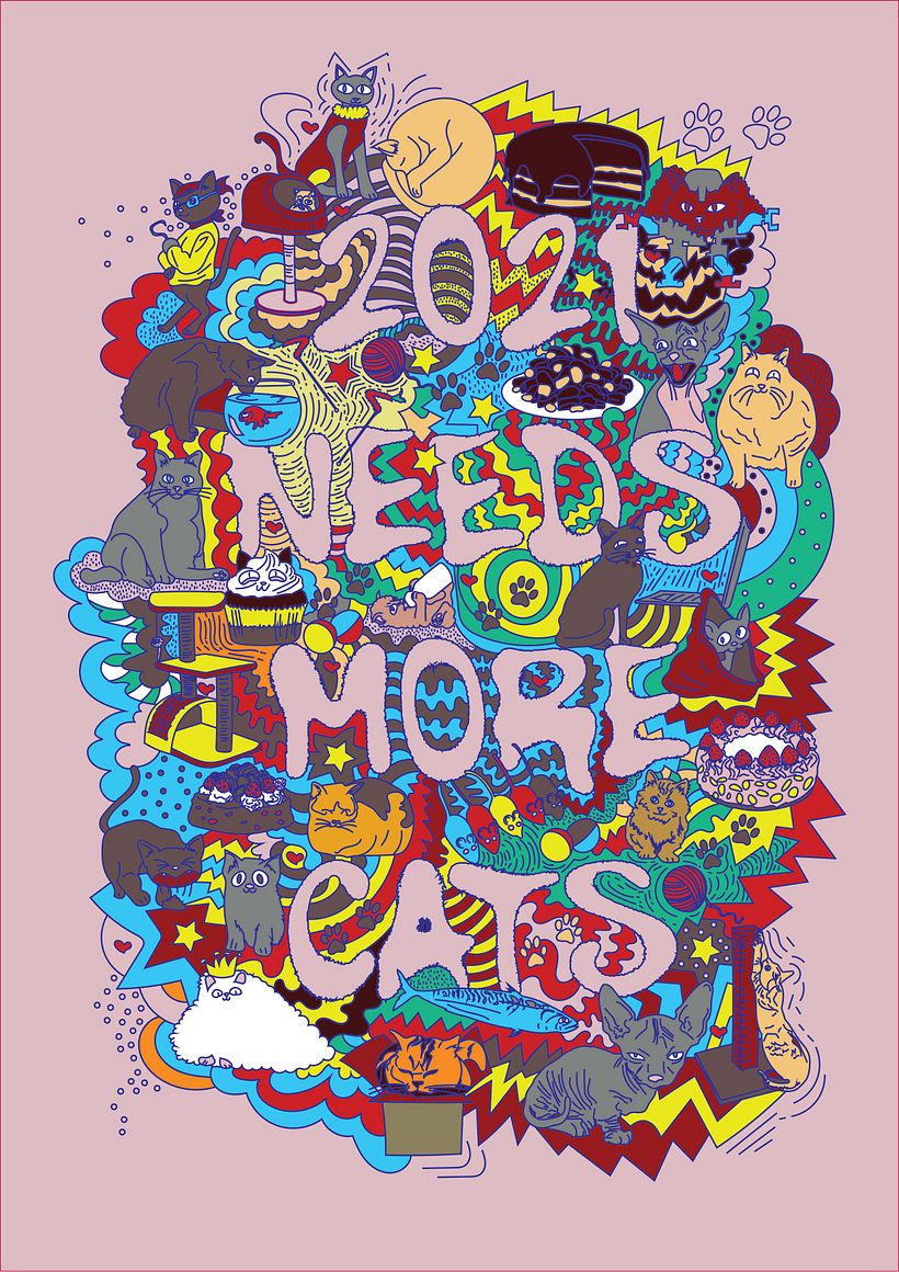 My project in Doodle-Style Vector Illustration course-2021 Needs More Cats- 1