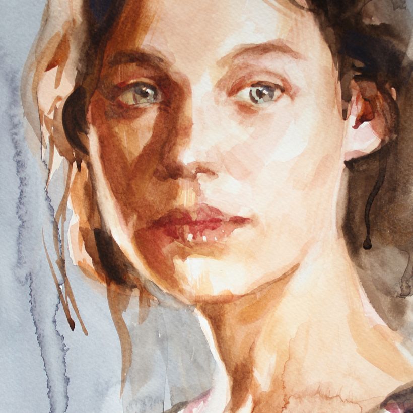 Àstrid Bergès Frisbey, watercolor on paper, detail.