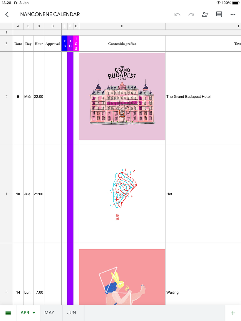 Calendario por mes @nanconene