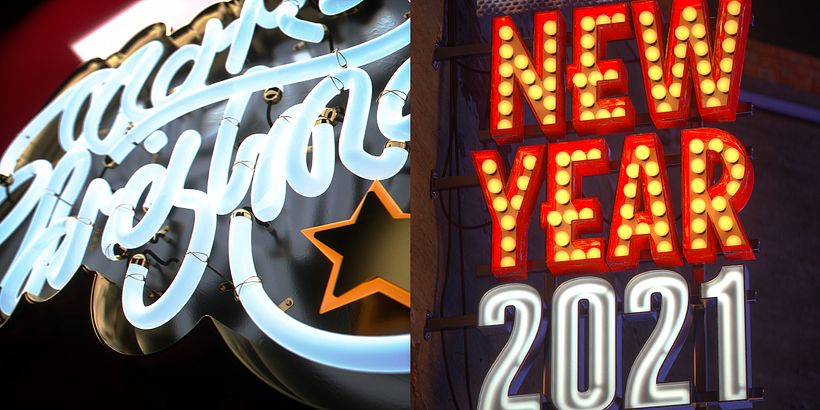 Merry Christmas & Happy New Year 2021 neon lights 1