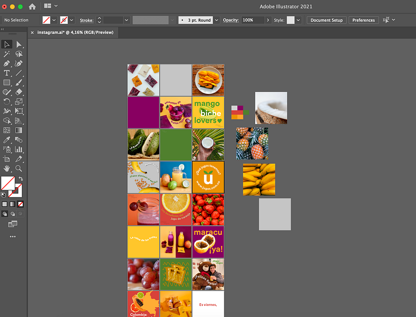 I used Adobe Illustrator for planning the page's feed.