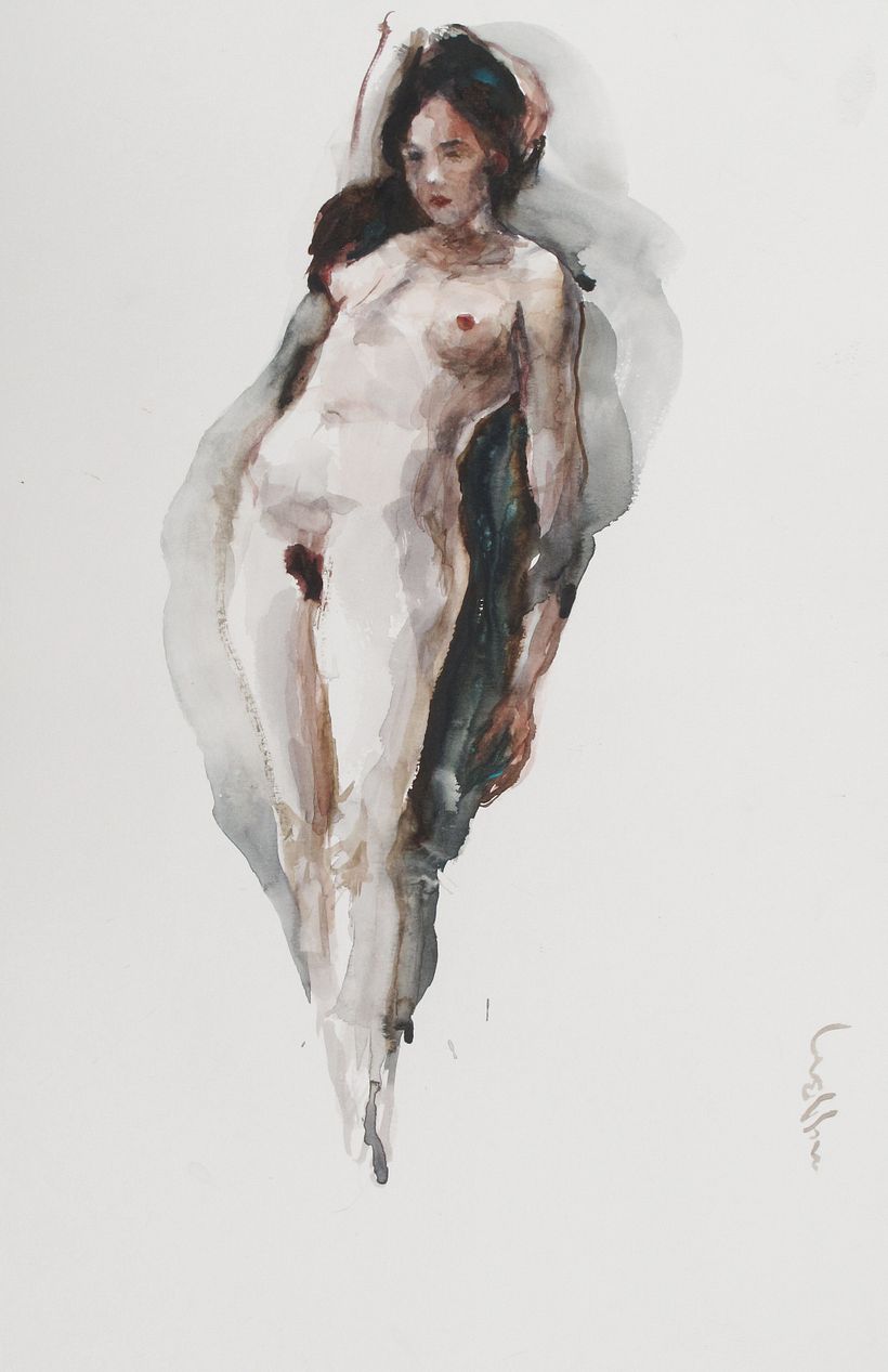 A la Klimt, watercolor on paper, 2019.