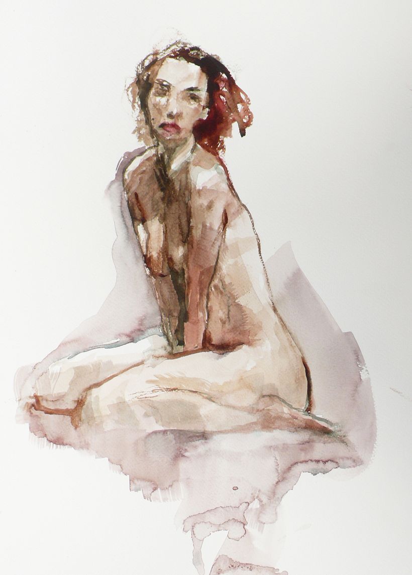 Dreamer, watercolor on paper.