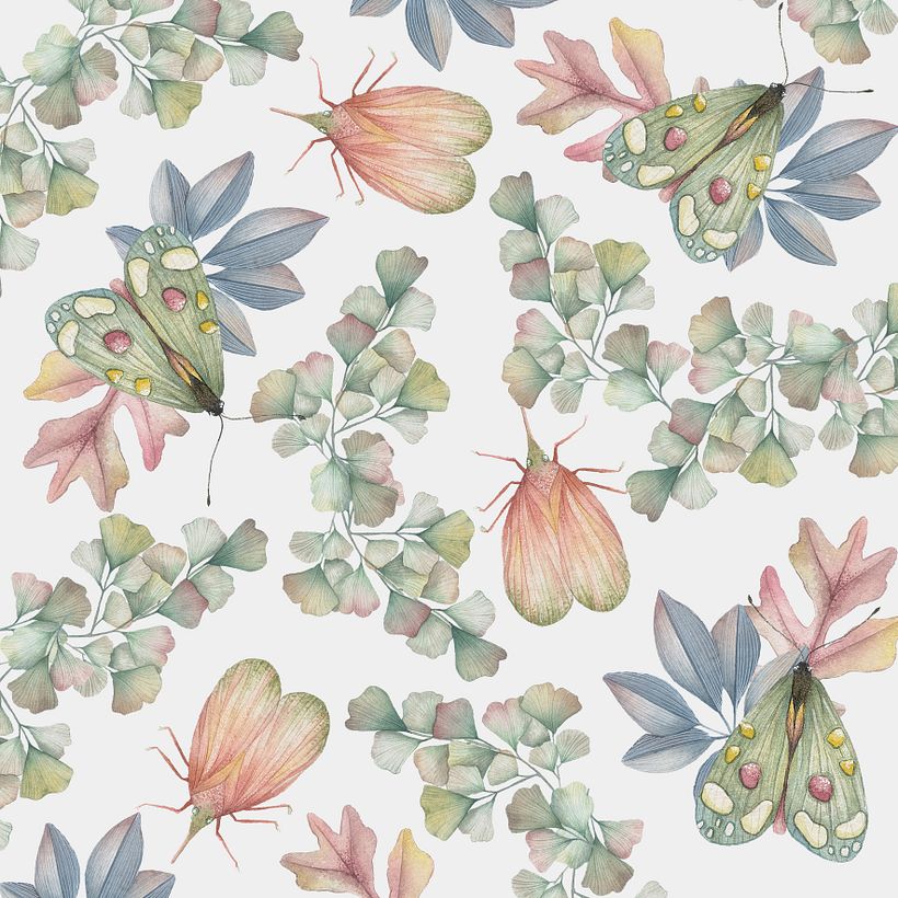 Patron de insectos y hojas -1