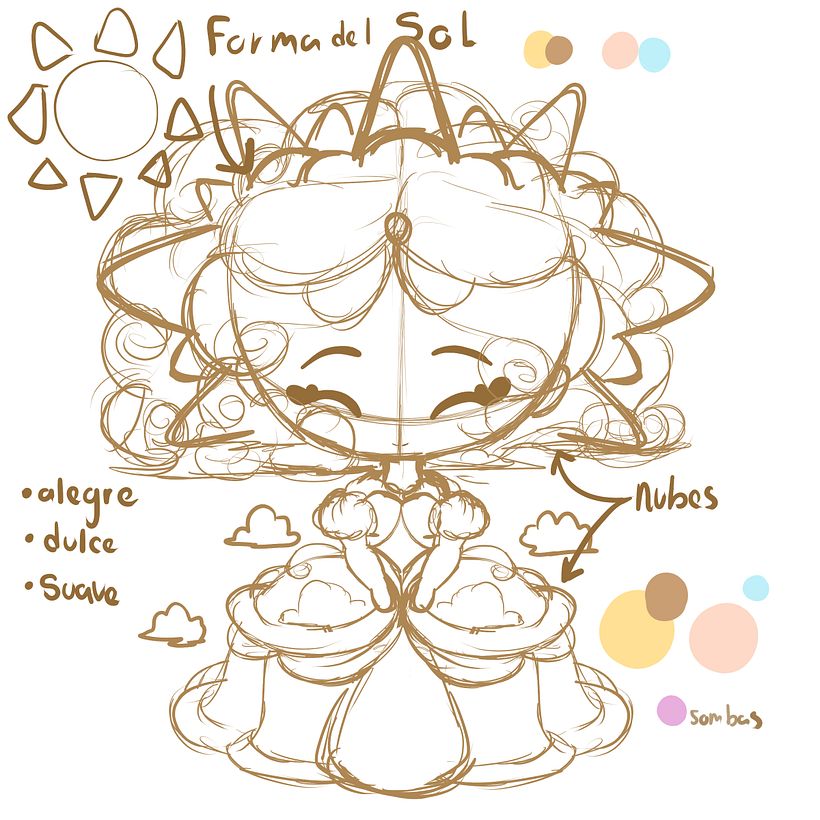 para la reina del sol quería hacerla alegre y tierna dando una sensación de la calidez de un día soleado. 