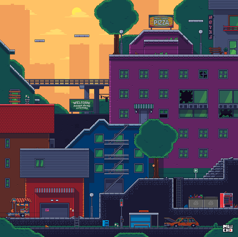 Pixel Art Tileset: City Street 3