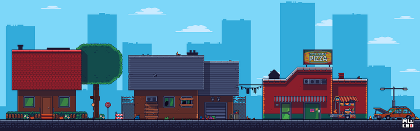 Pixel Art Tileset: City Street 5