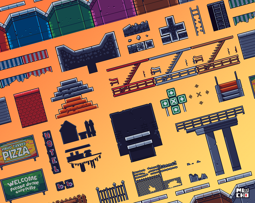 Pixel Art Tileset: City Street 7