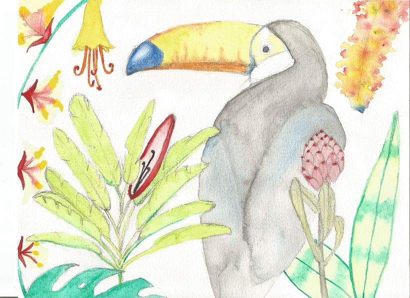 Tucan amb flors (Toucan with flowers). April 2020