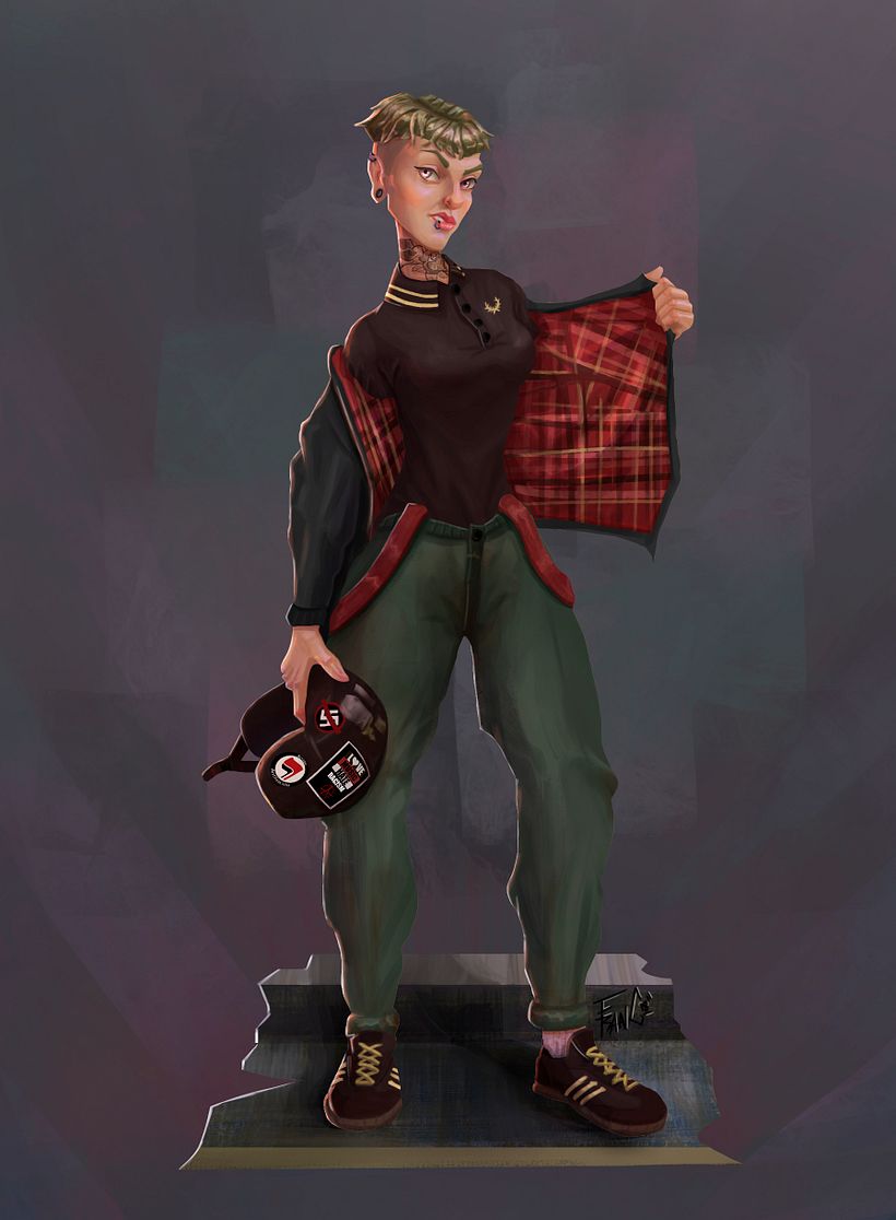 Bea motorista antifascista. Mi Proyecto del curso: Creación de personajes estilo urbano - Ilustración tradicional