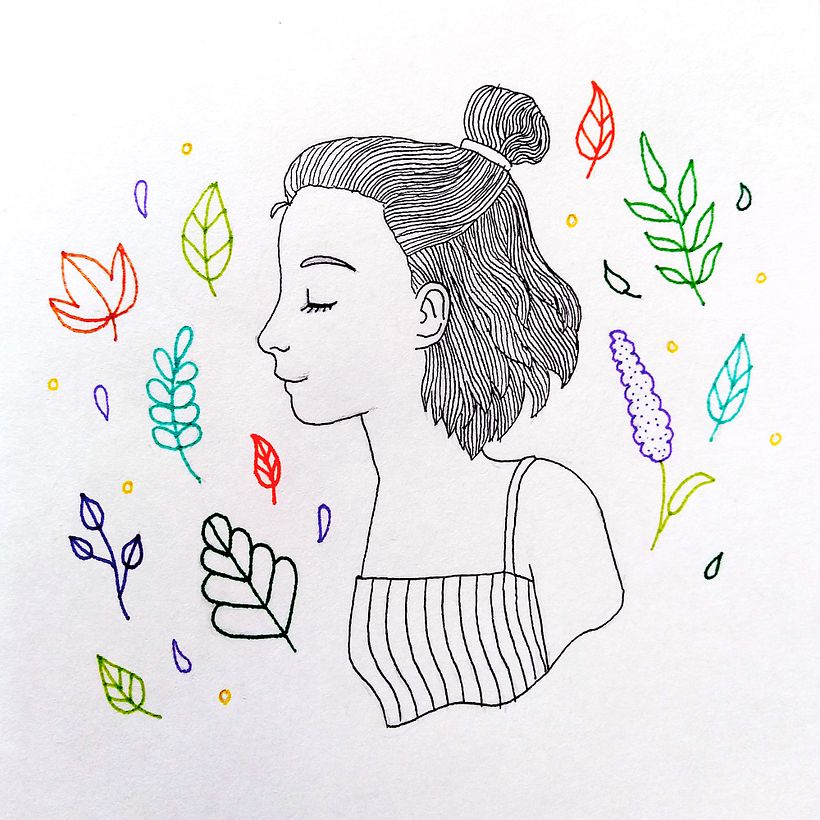 Teste a mão com canetas coloridas.