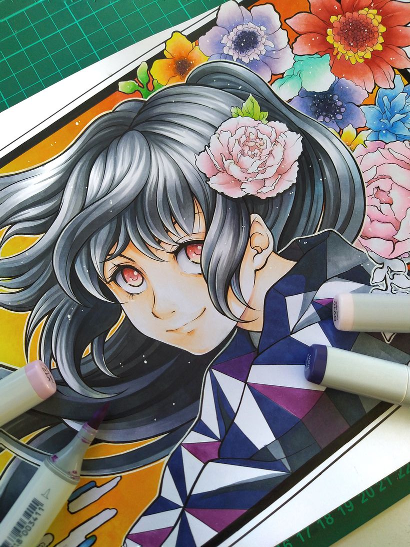 With the coloring already finished, giving the last details 