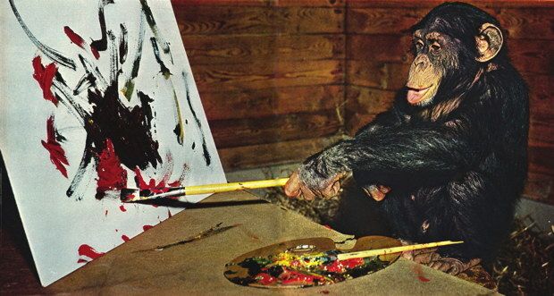 Pierre Brassau em pleno processo criativo. Foto de Åke "Dacke" Axelsson [Fonte: Museum of Hoaxes]