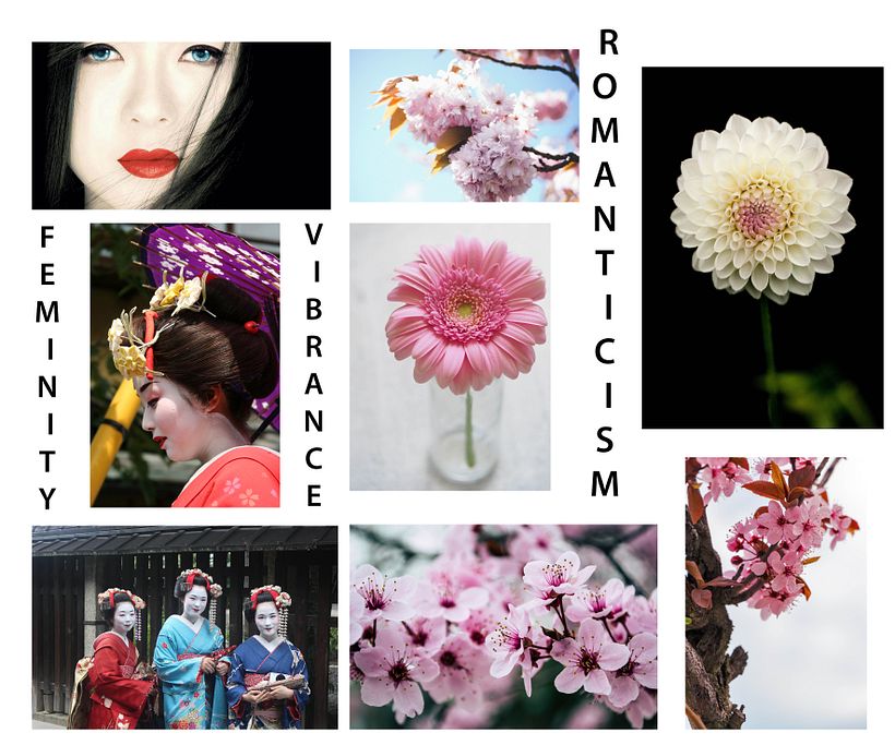 I am inspired by the Geisha, the 3 keywords are femininity, vibrance, and romanticism
